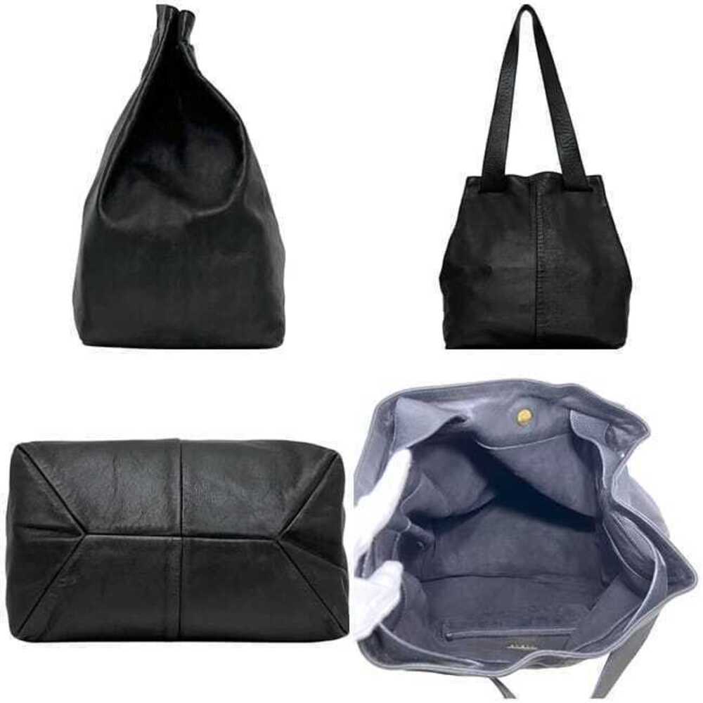 Loewe Leather Bag Shoulder Hobo Soft Black Gusseted Wood Black